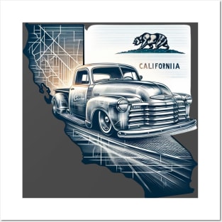 California & Chevy 3100 Lowrider Double Exposure design Posters and Art